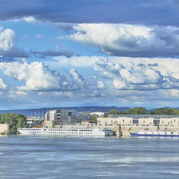 River ships in Arles, France, HDR